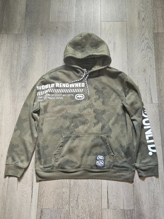 Ecko Unlimited Other - Ecko Unltd Mens XL Camo Hoodie Olive Green Pullover Sweatshirt World Renowned